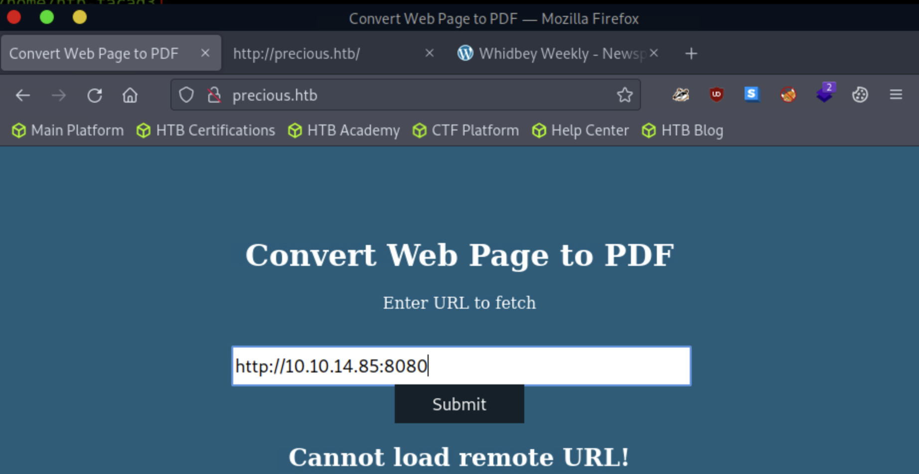 precious submitting attack system url